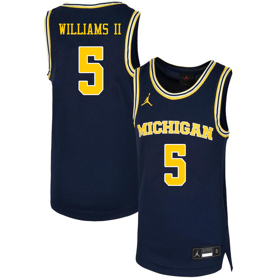 Men #5 Terrance Williams II Michigan Wolverines College Basketball Jerseys Sale-Navy